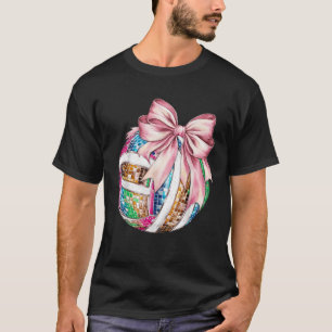 Volleyball Pink Coquette Bow Volleyball Season Gir T-Shirt