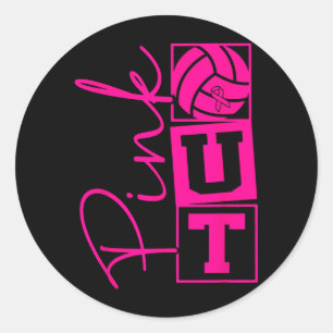 Volleyball Pink Out Breast Cancer Awareness Pink Classic Round Sticker