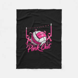 Volleyball Pink Out Breast Cancer Awareness Pink R Fleece Blanket