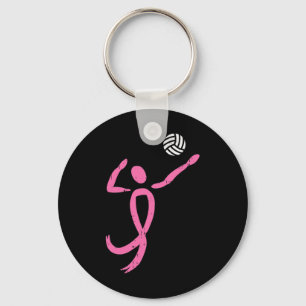 Volleyball Pink Ribbon Breast Cancer Awareness Spo Key Ring