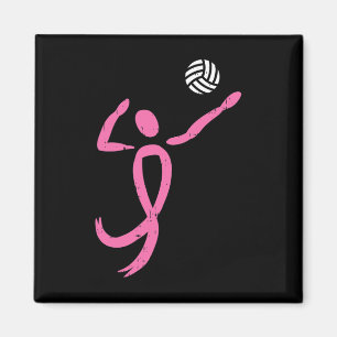 Volleyball Pink Ribbon Breast Cancer Awareness Spo Magnet