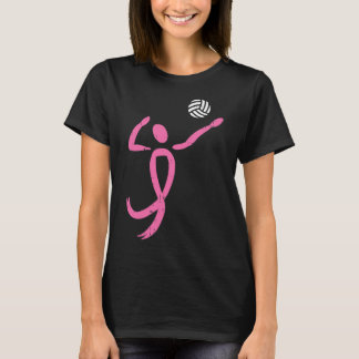 Volleyball Pink Ribbon Breast Cancer Awareness Spo T-Shirt