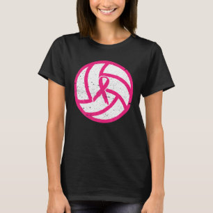 Volleyball Pink Ribbon Breast Cancer Awareness T-Shirt