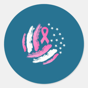 Volleyball Pink Ribbon Breast Cancer Classic Round Sticker