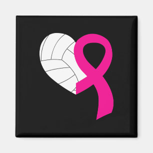Volleyball Pink Ribbon Cool Breast Cancer Awarenes Magnet
