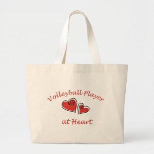 Volleyball Player at Heart Large Tote Bag
