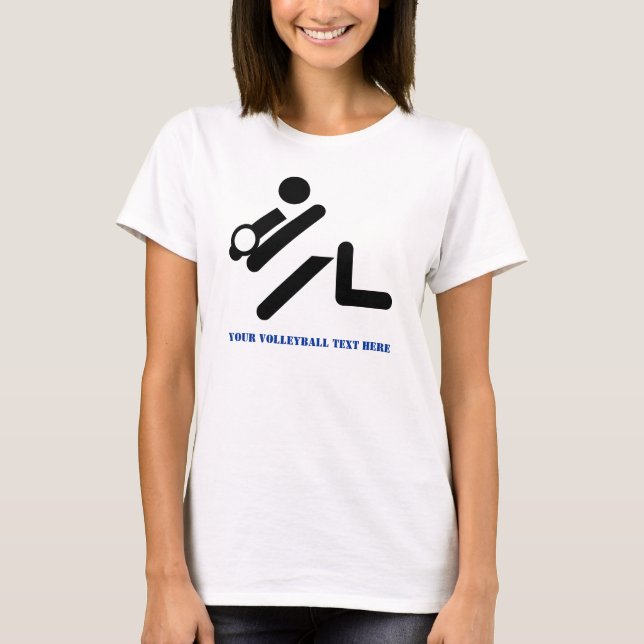 Volleyball player black, blue custom T-Shirt (Front)