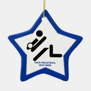 Volleyball player black, white, blue icon custom ceramic ornament