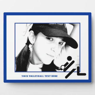 Volleyball player black, white, blue icon custom plaque