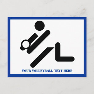 Volleyball player black, white, blue icon custom postcard