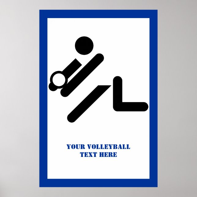 Volleyball player black, white, blue icon custom poster (Front)