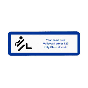 Volleyball player black, white, blue icon custom return address label