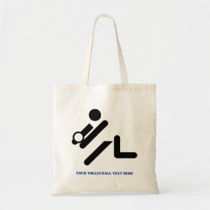 Volleyball player black, white, blue icon custom tote bag