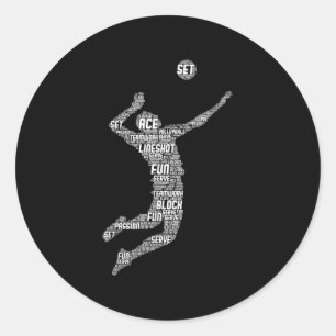 Volleyball Player Boys Youth Men  Classic Round Sticker