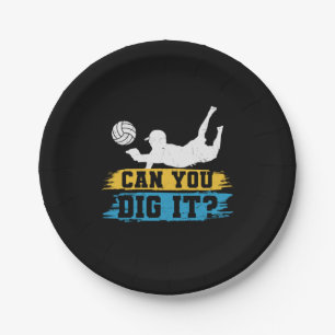 Volleyball Player Can You Dig It Paper Plate