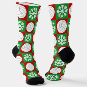 Volleyball Player Christmas Snowflake Pattern Cute Socks