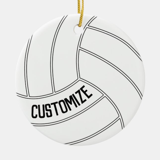 Volleyball Player Custom Name or Text Christmas Ceramic Ornament (Front)