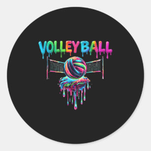 Volleyball Player Drip Ice Cream Drip Volleyball L Classic Round Sticker