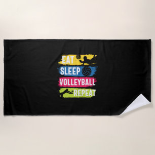 Volleyball Player Eat Sleep Volleyball Repeat Beach Towel