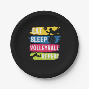 Volleyball Player Eat Sleep Volleyball Repeat Paper Plate