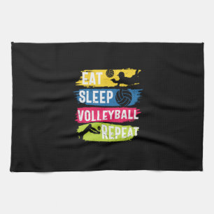 Volleyball Player Eat Sleep Volleyball Repeat Tea Towel