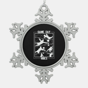 Volleyball Player Game Day Vibes Snowflake Pewter Christmas Ornament