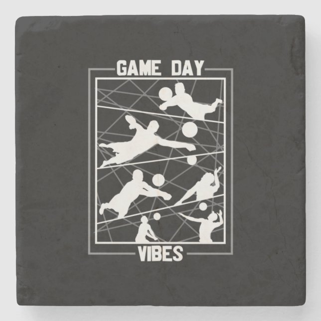 Volleyball Player | Game Day Vibes Stone Coaster (Front)