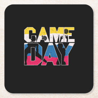 Volleyball Player | Game Day Volleyball Square Paper Coaster