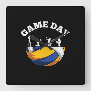 Volleyball Player Game Day Volleyball Square Wall Clock