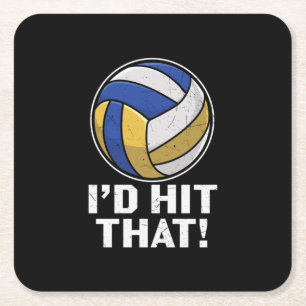 Volleyball Player I Would Hit That Square Paper Coaster