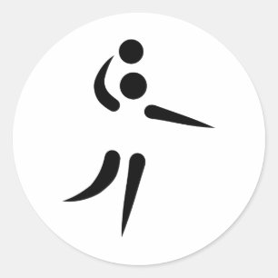 Volleyball player icon classic round sticker