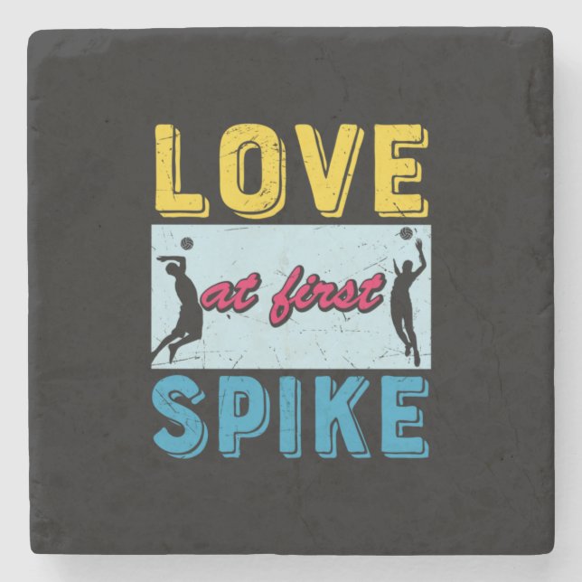 Volleyball Player | Love At First Spike Stone Coaster (Front)