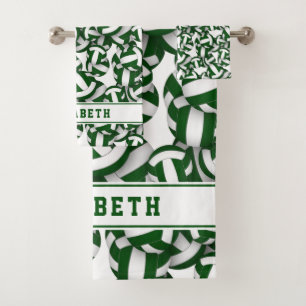 volleyball player name athletic green team colours bath towel set