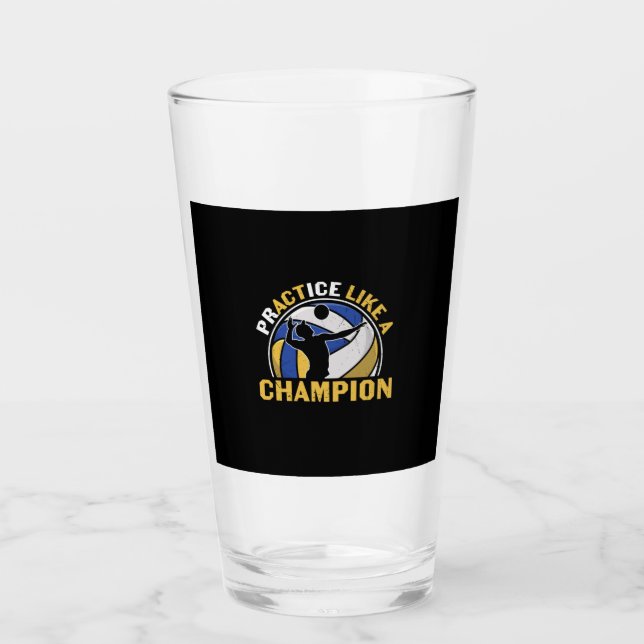 Volleyball Player | Practice Like A Champion Glass (Front)