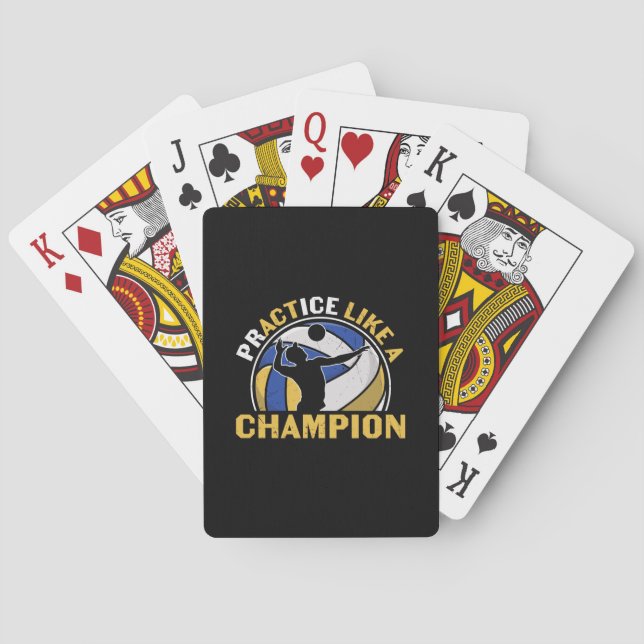 Volleyball Player | Practice Like A Champion Playing Cards (Back)