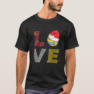 Volleyball Player Red Plaid Christmas Pajama Love T-Shirt