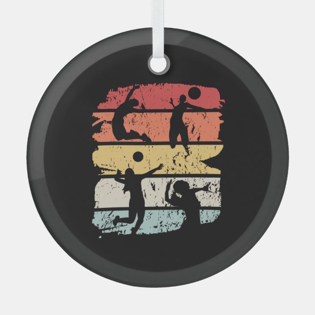 Volleyball Player Retro Glass Tree Decoration (Front)
