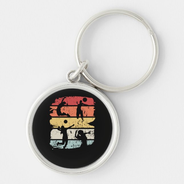 Volleyball Player Retro Key Ring (Front)
