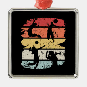 Volleyball Player Retro Metal Ornament