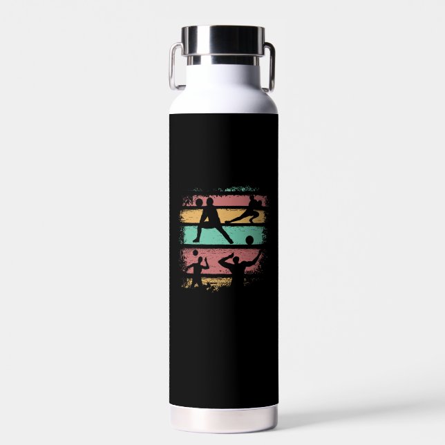 Volleyball Player Retro Water Bottle (Front)