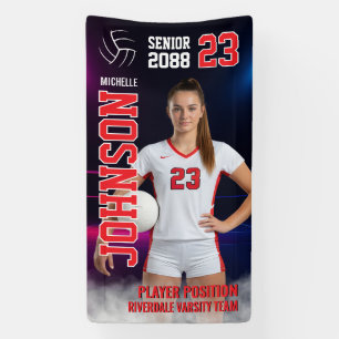 Volleyball Player Senior Class Photo Neon Light Banner