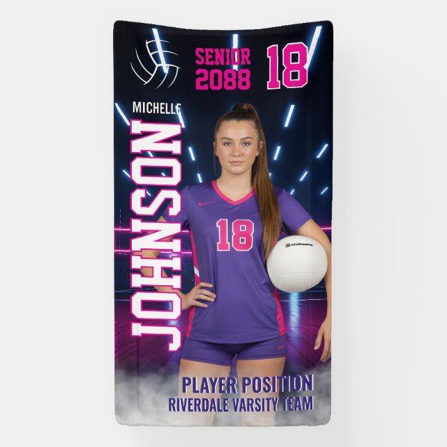 Volleyball Player Senior Night Customized Photo Banner (Vertical)