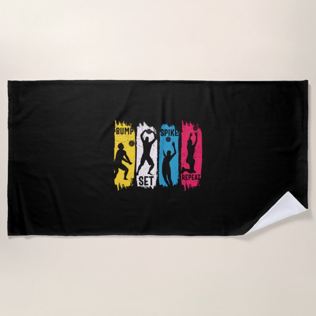 Volleyball Player | Set Spike Repeat Beach Towel (Front)