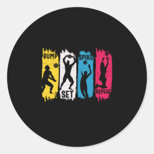 Volleyball Player Set Spike Repeat Classic Round Sticker