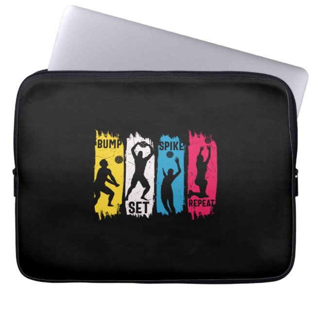 Volleyball Player | Set Spike Repeat Laptop Sleeve (Front)