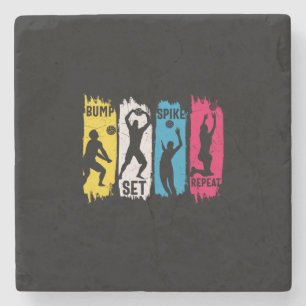 Volleyball Player Set Spike Repeat Stone Coaster