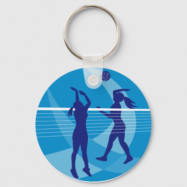 Volleyball Player Spiking Blocking Ball Indoor Key Ring (Front)