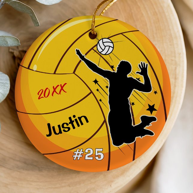 volleyball player sports boy athlete custom ceramic ornament (Creator Uploaded)