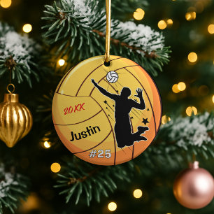 volleyball player sports boy athlete custom ceramic ornament