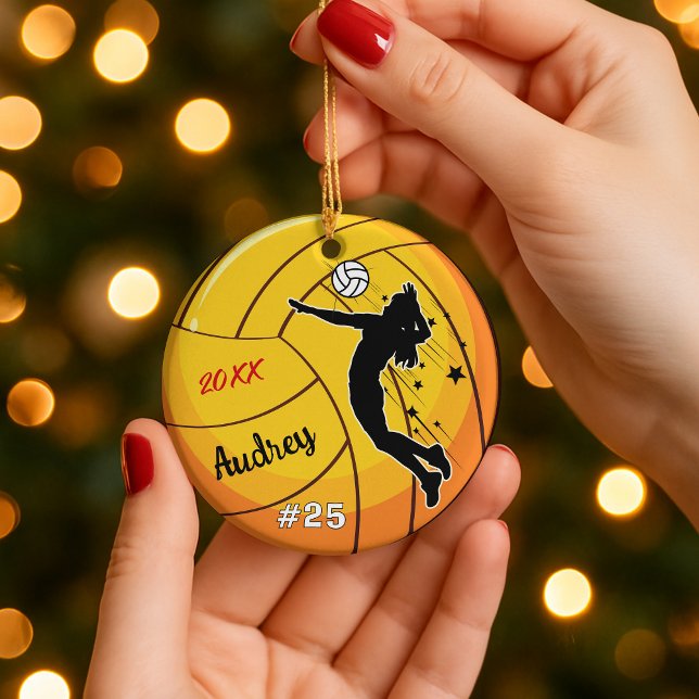 volleyball player sports girl athlete custom ceramic ornament (Creator Uploaded)